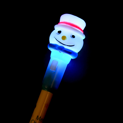 LED점등 크리스마스 눈사람볼펜