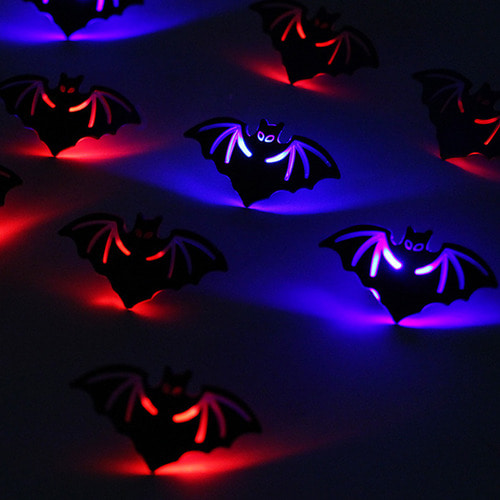 LED 플래시라이트 뱃지 (블랙배트) 15개 한팩