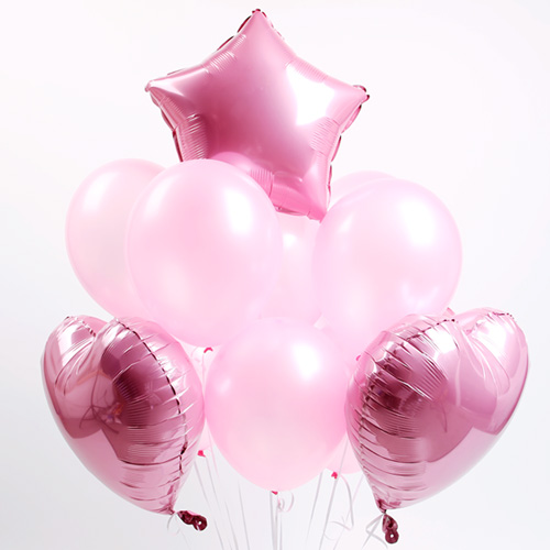 헬륨풍선 (은박+고무) 혼합세트 - 핑크