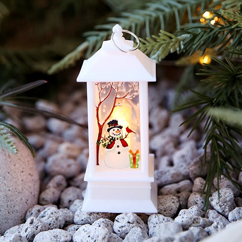 LED 크리스마스 사각랜턴(소) 눈사람