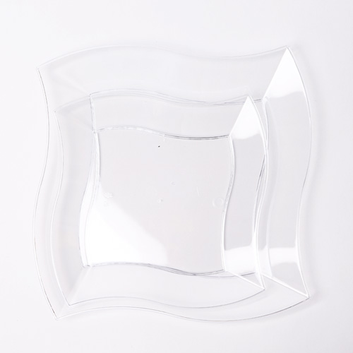 칼라 파티접시 웨이브 23cm -투명(6입)