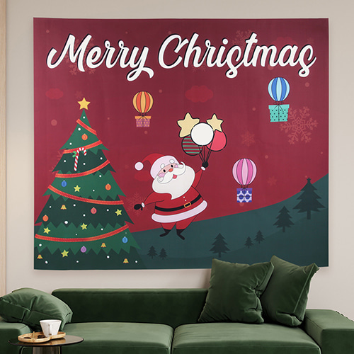 크리스마스 현수막(180x150) 산타레드